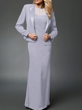 NWT Alexander by Daymor 702105 Classy Sheer Formal Dress Platinum Size 12